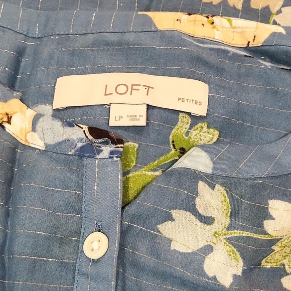 LOFT | Shimmer Blossom Tie Cuff Blouse - Picture 8 of 11